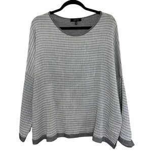 Comfy USA Gauzy 100% Cotton Top in Gray and White Stripe - Size XL